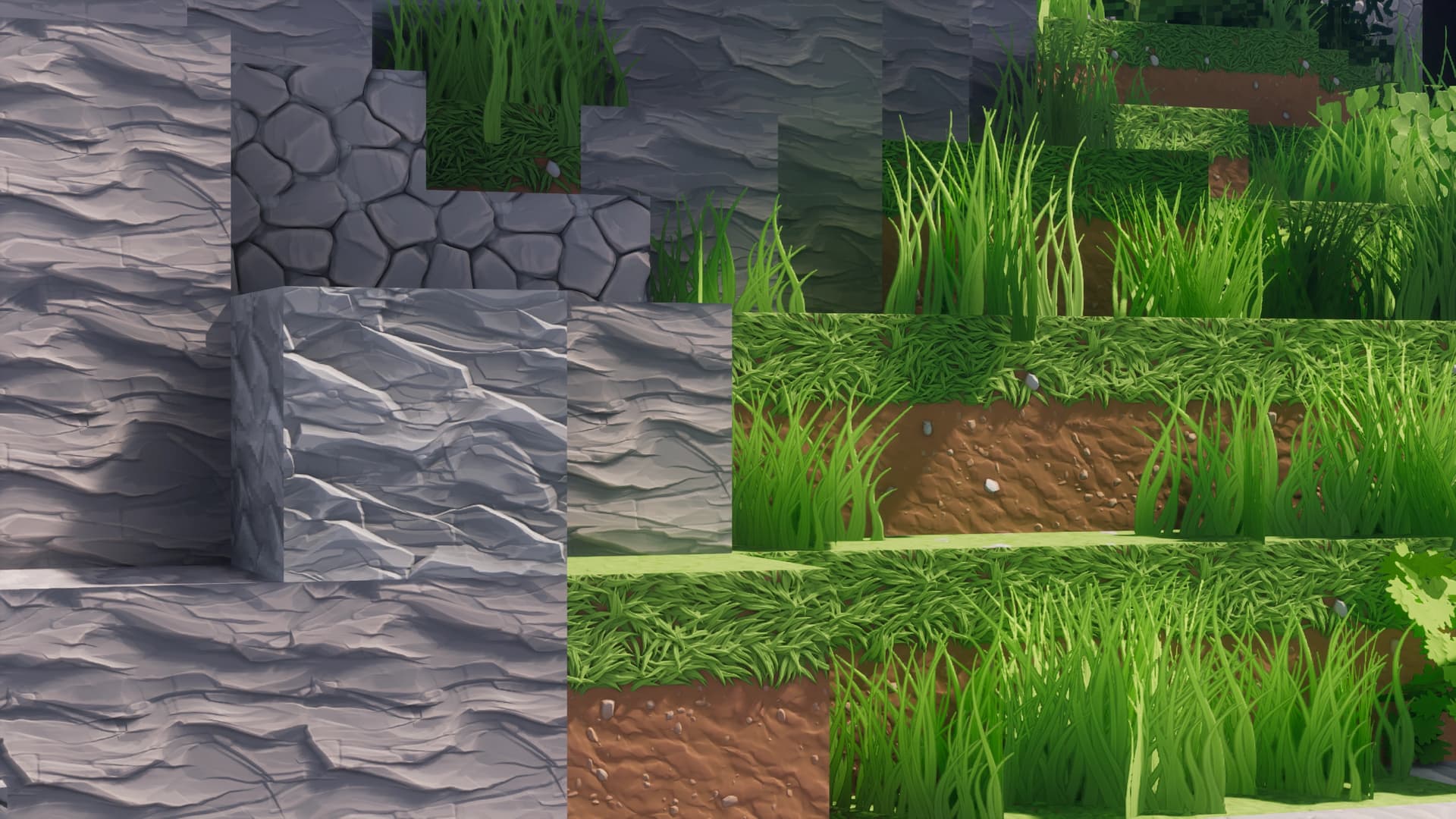 A showcase of various overworld blocks using Stylista.