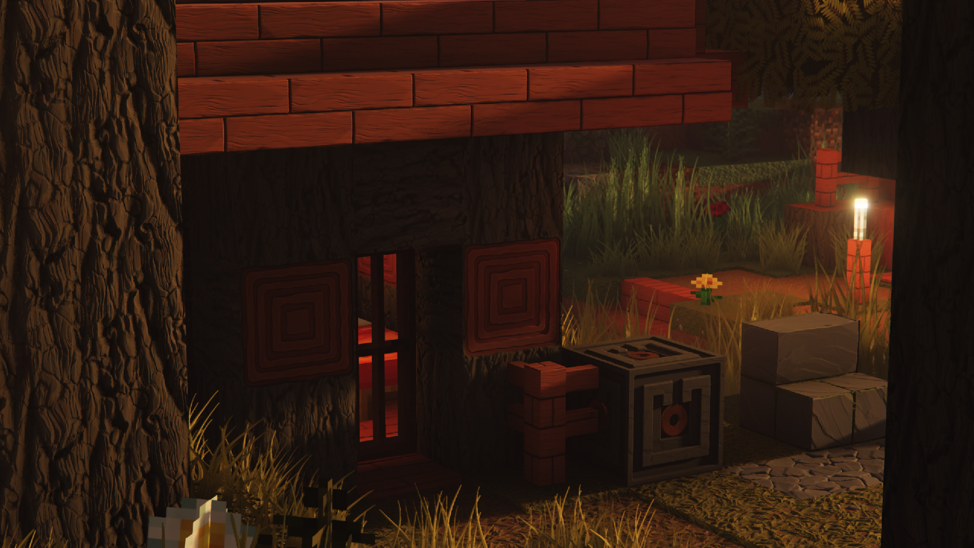 Visual representation of minecraft textures using Stylista resourcepack and Shrimple shader.
